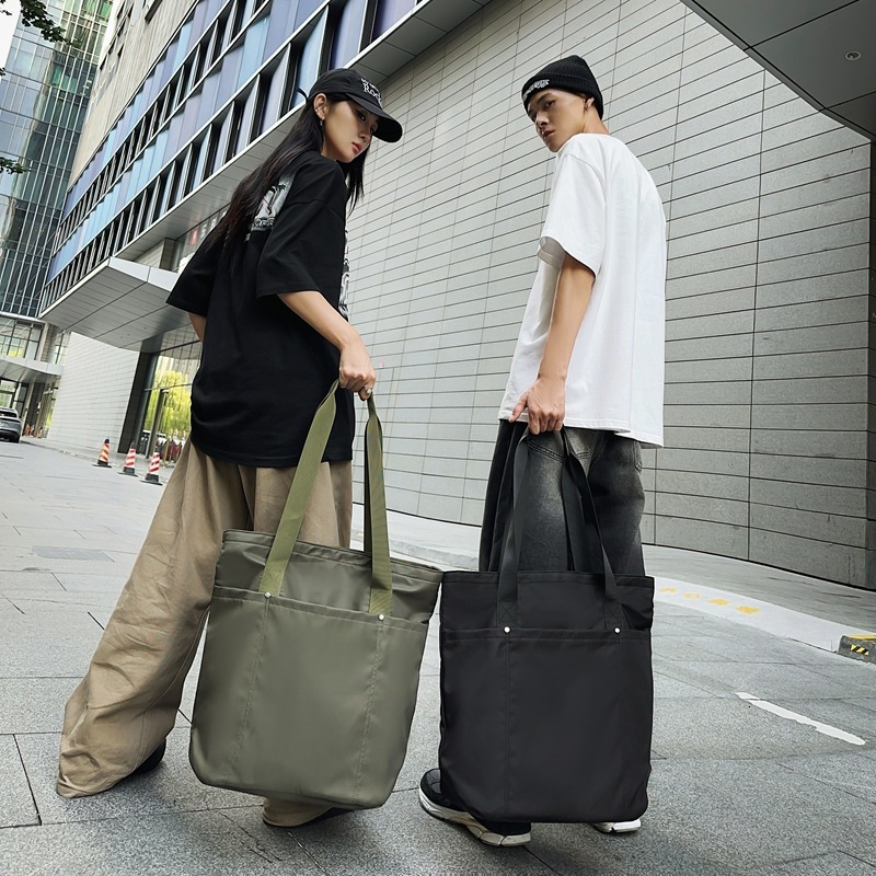 Solid Color Tote Commuting To Work Handbag Unisex Couple Shoulder Multifunctional Laptop Bag
