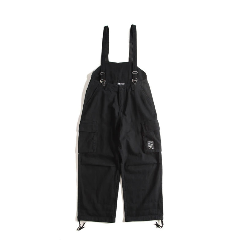 Firmranch AutumnSpring Men Amekaji Wide Baggy Suspenders Casual Ins Loose Pockets Cargo Bib Pants Jumpsuit Trousers 250804