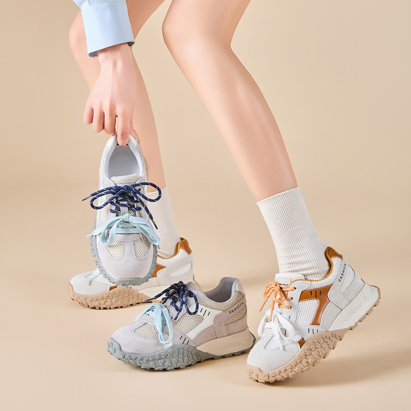 Mesh breathable thick sole Dexun shoes soft sole comfortable 2025 designer's new women's height increasing shoes