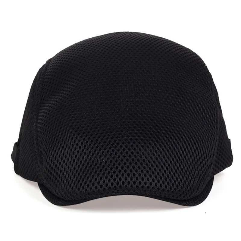 Summer Hollow Mesh Breathable Sun Hat Classic Solid Color Beret for Men and Women Universal Hats Outdoor Sports XJ250807