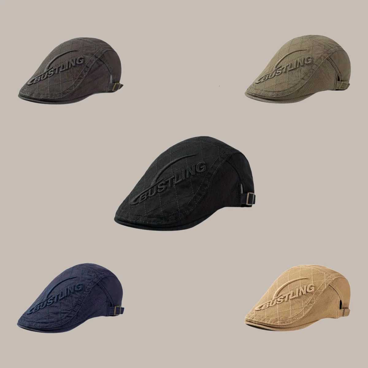 Man Retro Street Style Trend Beret Fashion Letter Embroidery Cap Solid Color Casual Outdoor Windproof Womens Newsboys Hat XJ250807