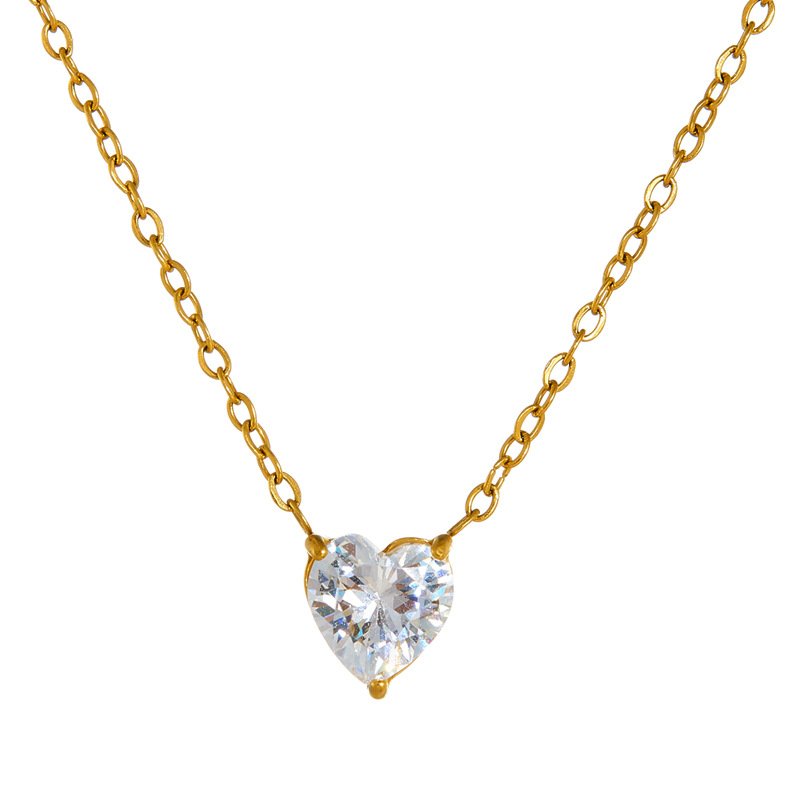 2025 Choucong Ins Top Sell Sweet Cute Simple Fashion Jewelry Stainless Stee 18K Gold Oval Cut 5A Cubic Zircon CZ Diamond Heart Pendant Party Women Cla