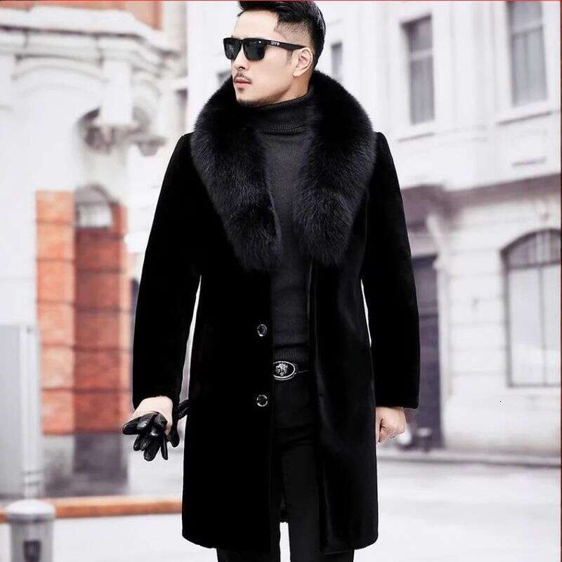 Coat Mid To Long Style Integrated Mink Fur With Thick Warm Fur, Suitable For Middle-Aged And Elderly Men's Clothing