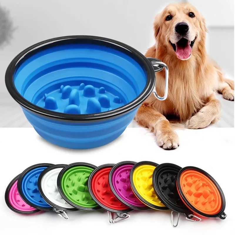350ml Travel Slow Food Bowl for Small Large Dogs Foldable Pet Feeder with Buckle Y250806