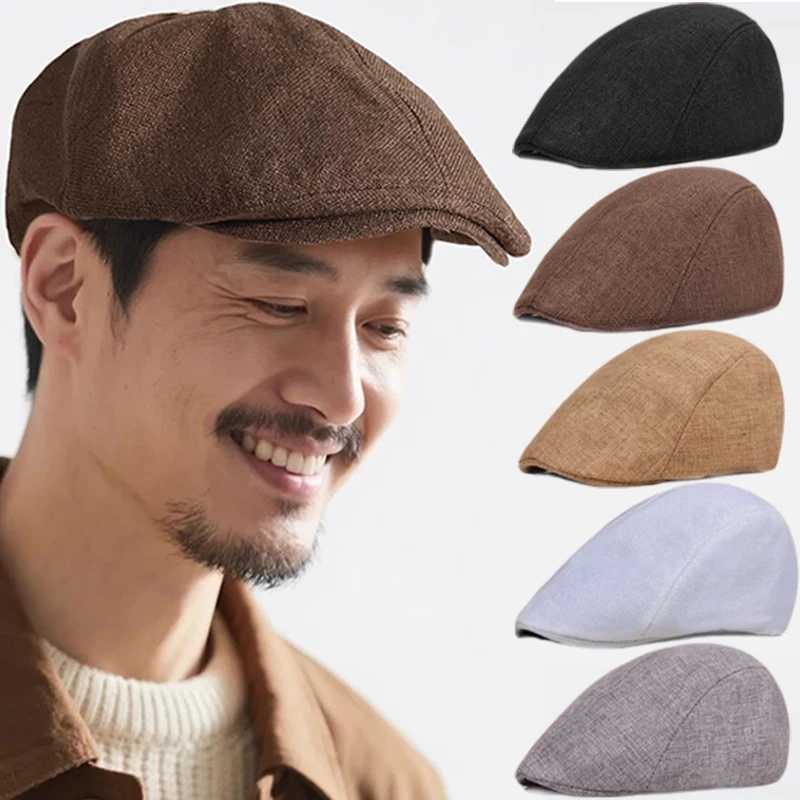 Mens Classic England Style Hat Berets Breathable Cs for Men Women Summer Autumn Flat C Cotton Linen Retro Beret Hats C XJ250807