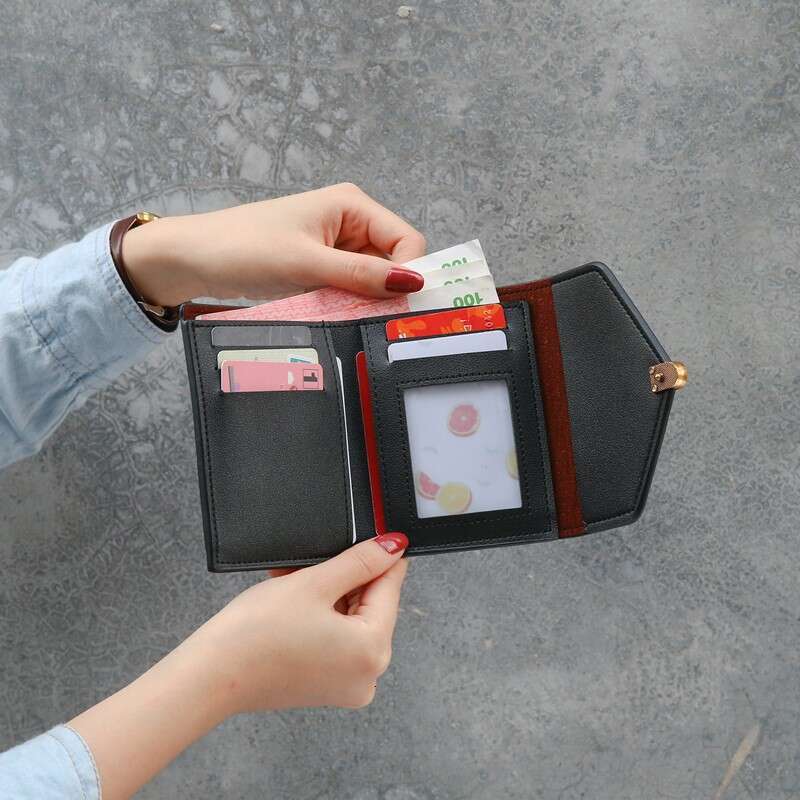 2025 Ins New Simple Short Style 70% off Small Women's Coin Purse Card Holder Leather Wallet Trendy