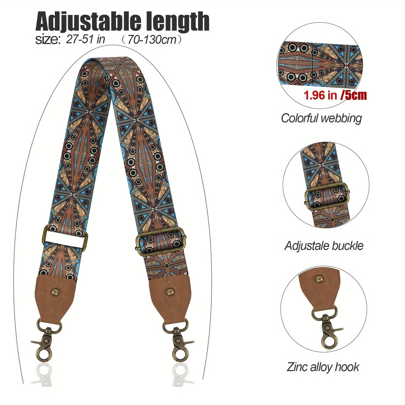 Ethnic Embroidery Wide Purse Straps For Women Crossbody Bags Replacement Guitar Strap For Cross Body Shoulder Bag 250807
