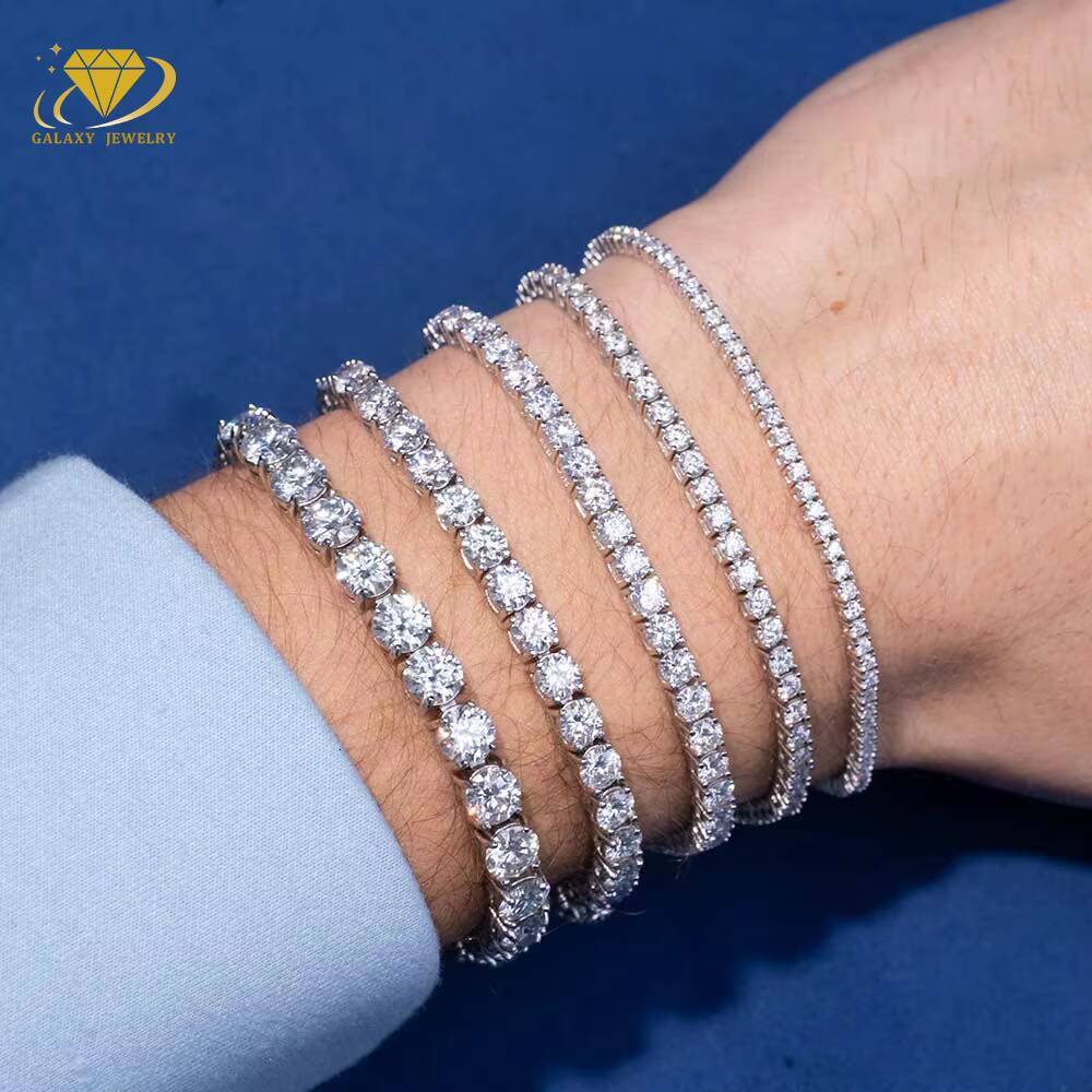 In Stock Mens Jewelry With GRA Iced Out Jewelry Tennis Bracelet 925 Silver Moissanite 3mm 4mm 5mm Vvs Diamond Charm Bracelet