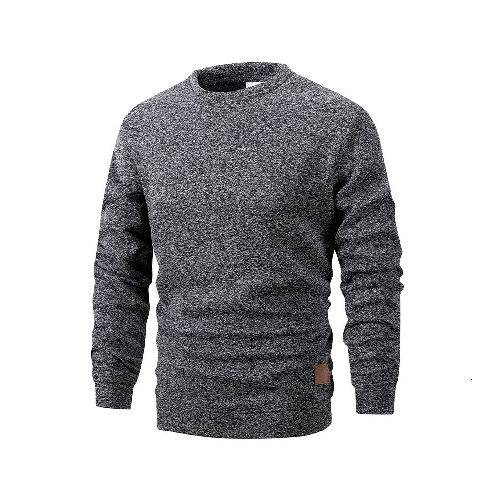 Mens Round Neck Sweatshirt Solid Color Loose Casual Pullover Men Fashion Warm Long Sleeve Hoodies Clothing 250807