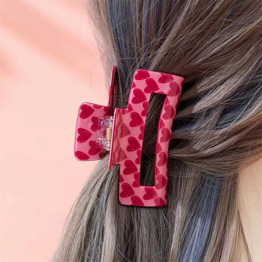Hot-selling Fashion Rose Love Print Clip New Pink Valentines Day Atmosphere Womens Hair Clip Clip Hair Accessories U250807