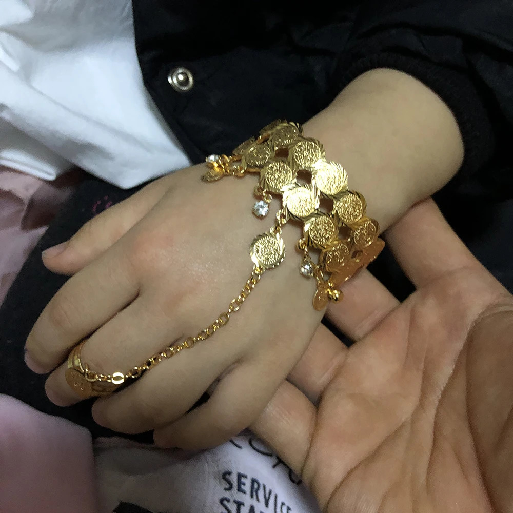 Gold Color Baby Bangles Dubai Jewelry Bracelet With open ring Bangles kids Children African gifts kid Birthday present 250805