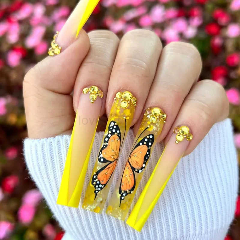 24PCS Ballet Full Cover Fake Nails Tips Design Detachable Long Finished False Nail Wearable Press-on Nail Manicure Piece Sticker Z250807