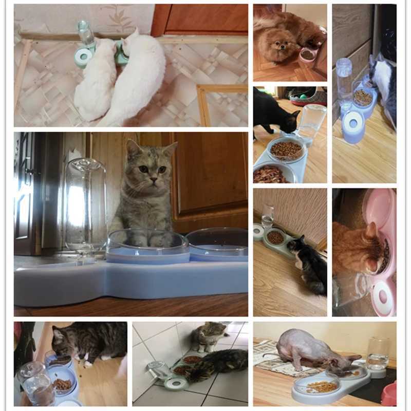 HOOPET New Pet Dogs Cats Double Bowls Food Water Feeder Container Dispenser For Dogs Cats Bowl Automatic Feeder Pet Supplies Y250806