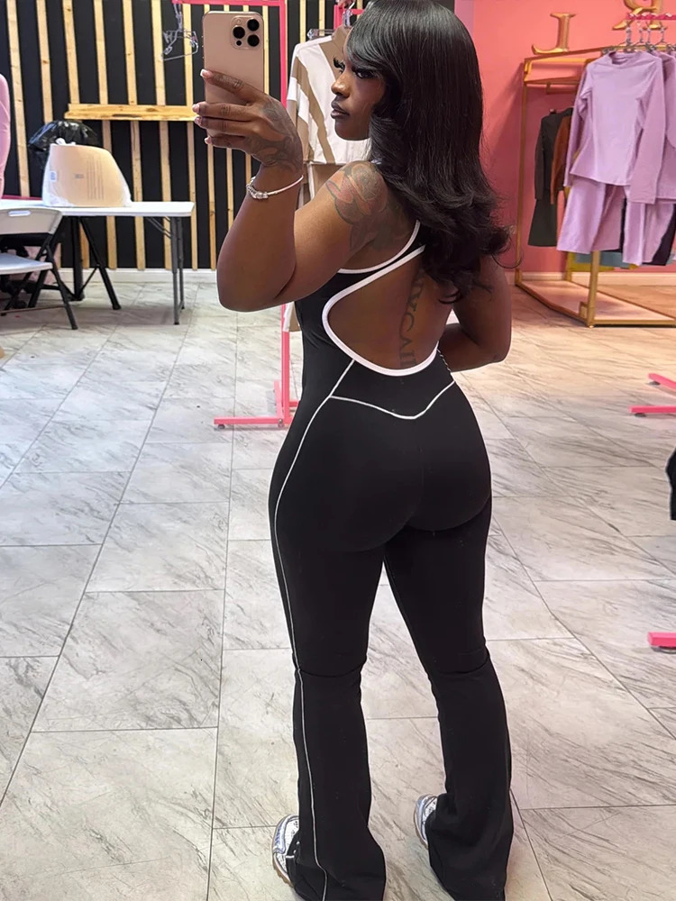 Weird Puss Sporty Women Jumpsuits Fitness Casual Summer Oneck Sleeveless Backless Skinny Overalls Female Active Workou Overall 250807