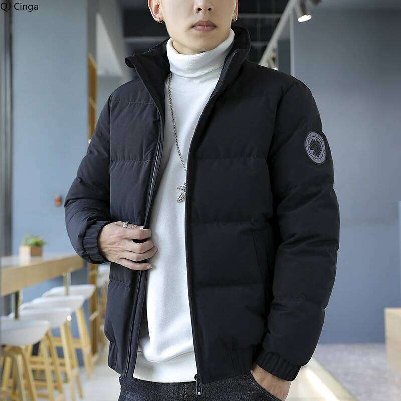 Red Men's Long-sleeved Stand-up Collar Down Jacket, New Winter Coat, Asian Sizes L-8XL, Beige, Gray, Black Parkas