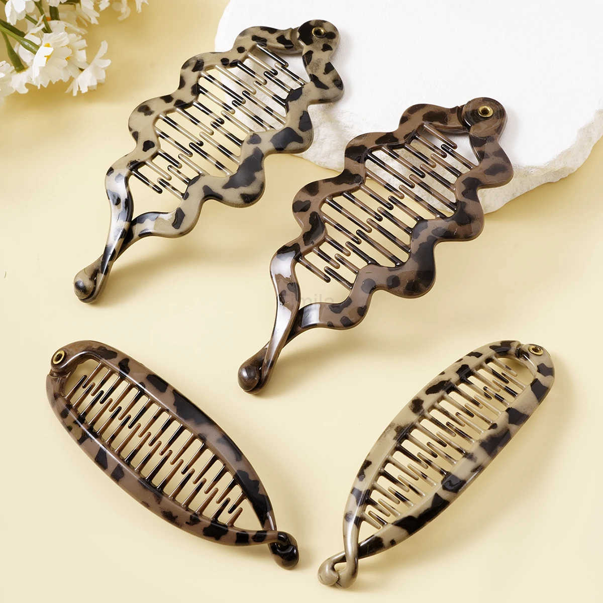 Leopard Fish Shaped Hairpin Twist Ponytail Banana Hair Clips Comb Clamp Girl Hair Accessories Barrettes Headwear Hairgrips U250807