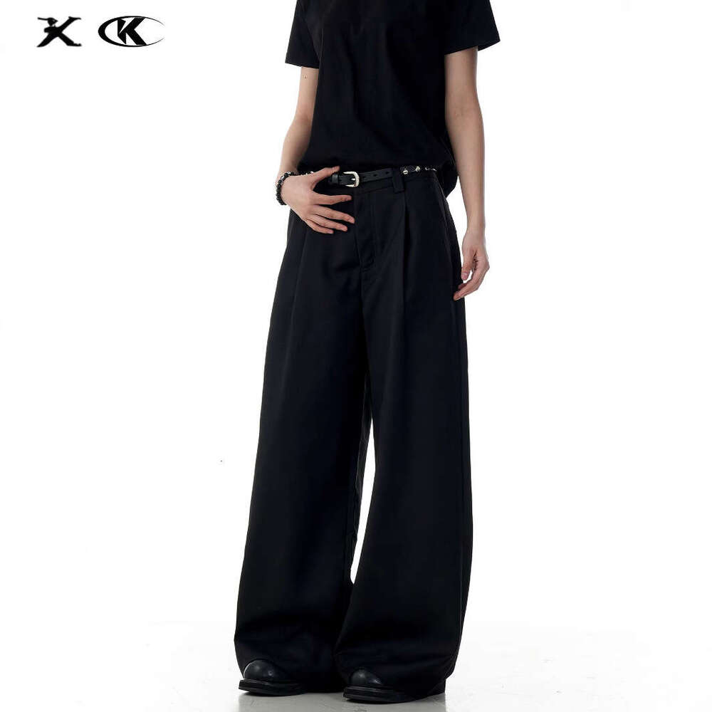 11Kn American Style Old Money Straight-Leg Trousers For Men And Women, Draped Wide-Leg A-Line Slimming Loose Simple Casual Long Pants B5