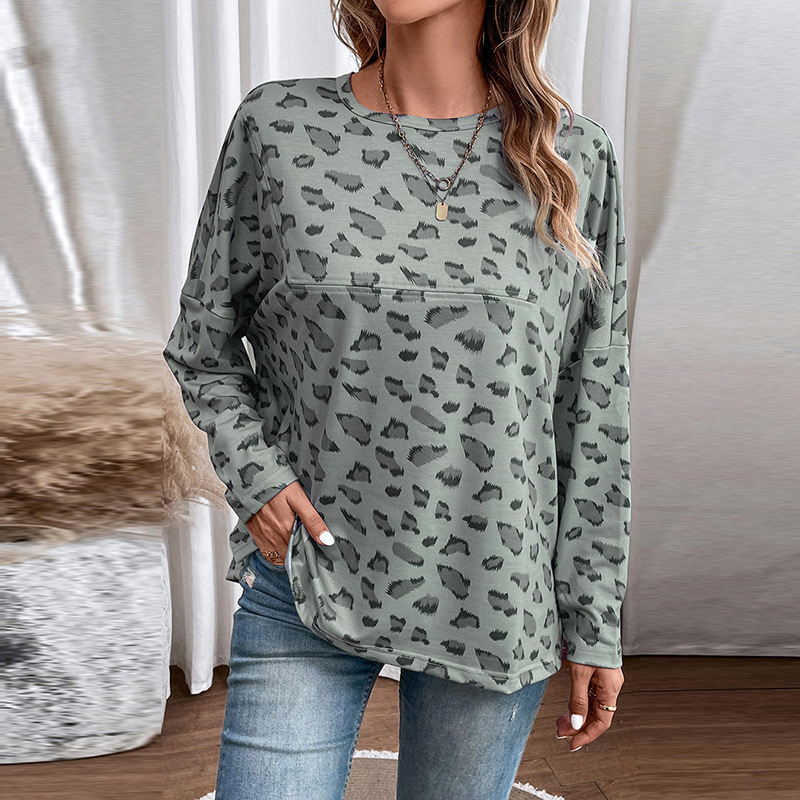 Free Shipping Designer Hoodie Hot Selling Women's Slim Casual Pullover 2025 Autumn New Leopard Print Long Sleeved Pullover