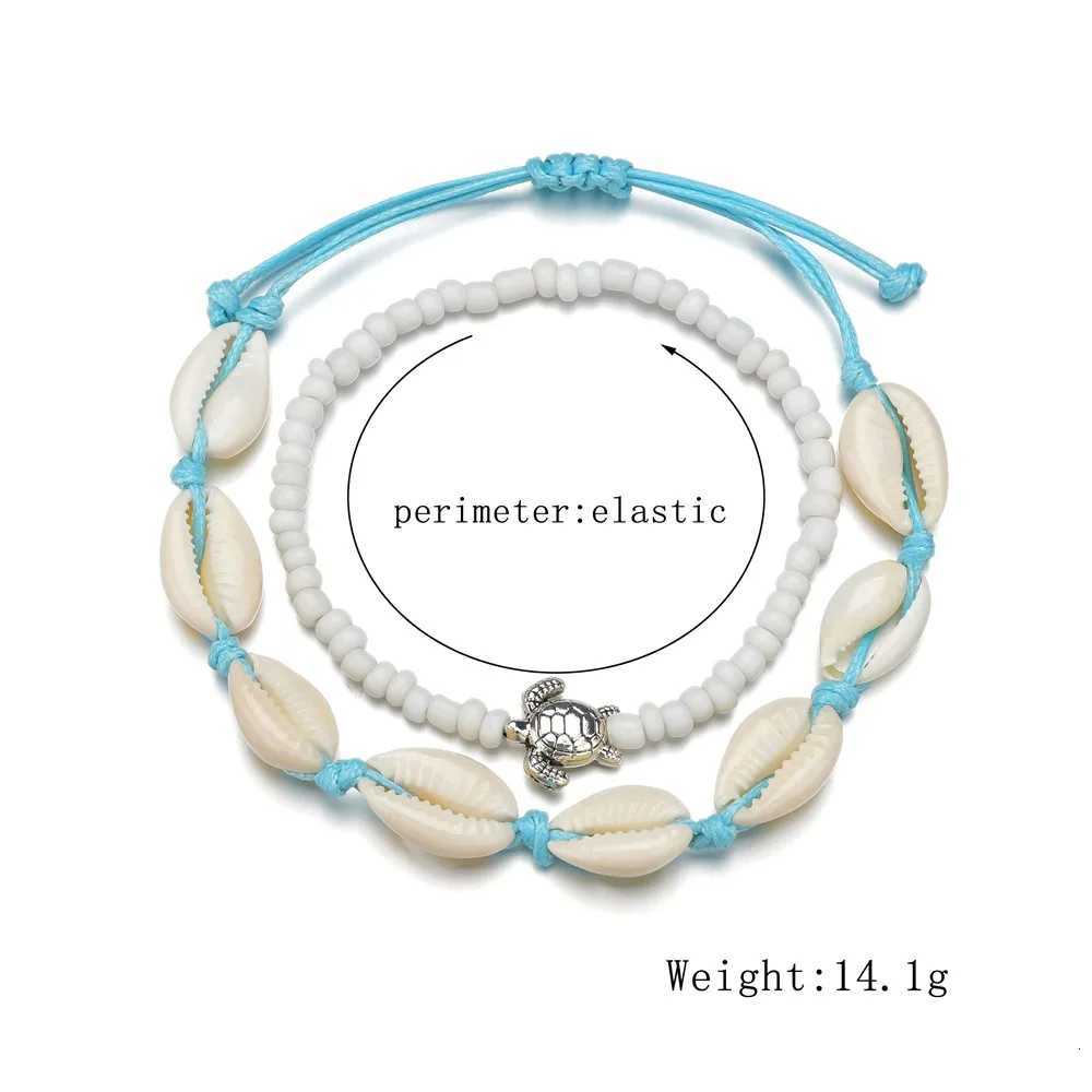 2pcs/set Summer Ocean Beach Anklet Bohemian Retro Turtle Beaded Handmade Anklet 2025 New Trendy Leg Foot Jewelry Gift Y250805