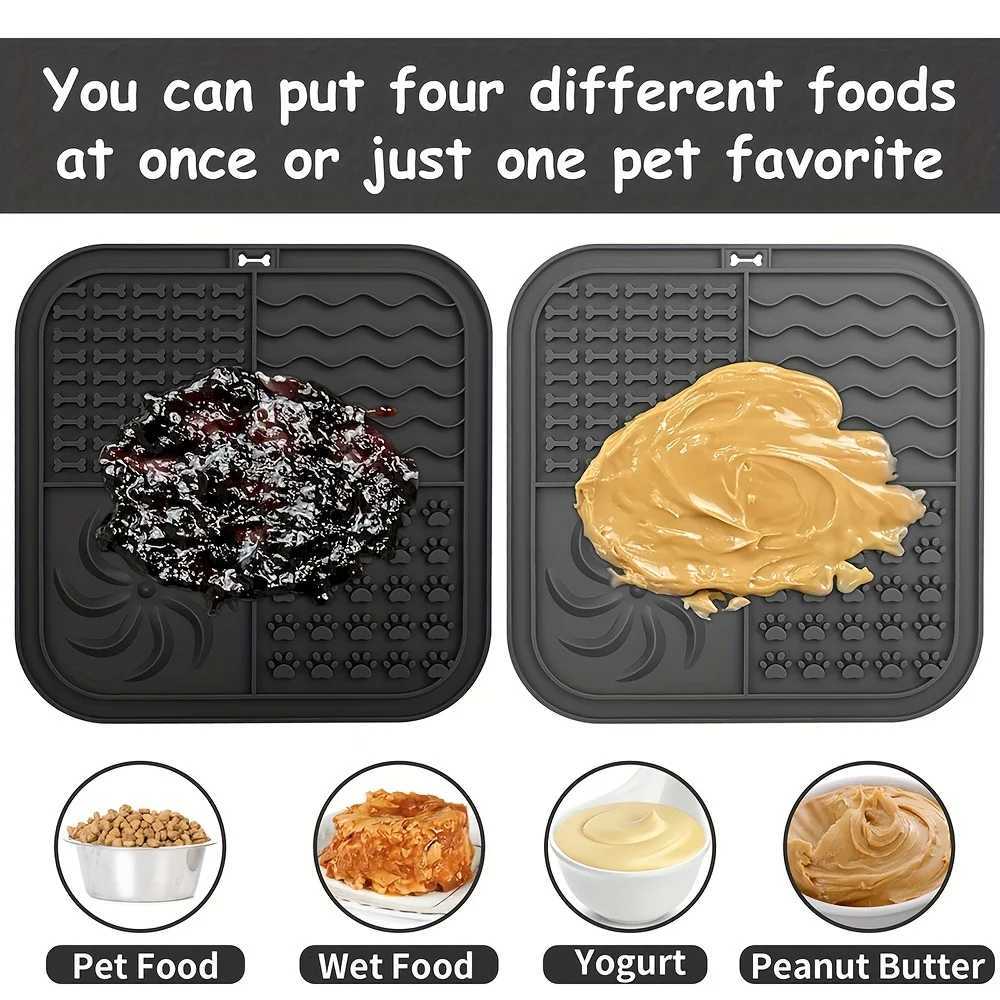 Silicone Slow Feeder Mat Pet Lick Pet Slow Food Plate Bathing Distraction Silicone Dog Sucker Food Training Dog Feeder Supplies Y250806