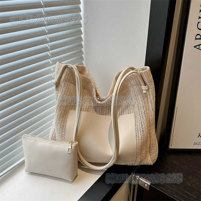 Artistic Single Shoulder Bag for Women 2024 Fashionable Design Vacation Style Large Capacity Shopping Bag Woven Tote Bag H250806