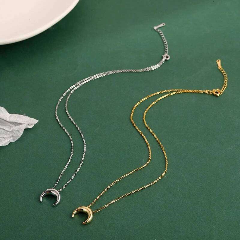 VENTFILLE Sterling Sier Crescent Necklace For Women Clavicle Chain Moon Simple Jewelry Gifts 2023 New