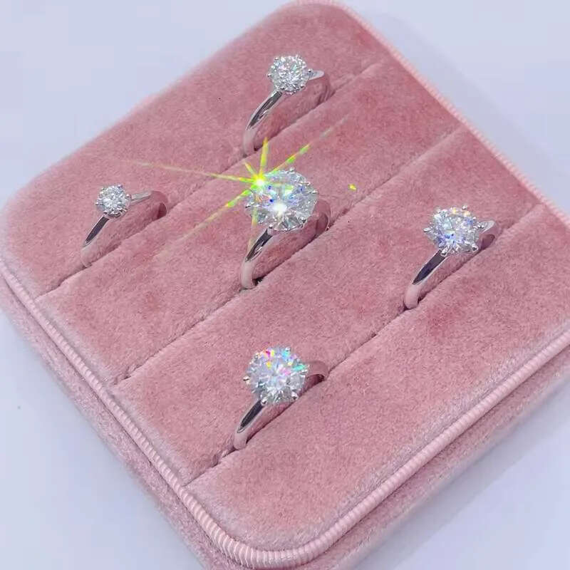 Ready to Ship Engagement Solitaire Dia 6 Prongs Sier Moissanite Ring