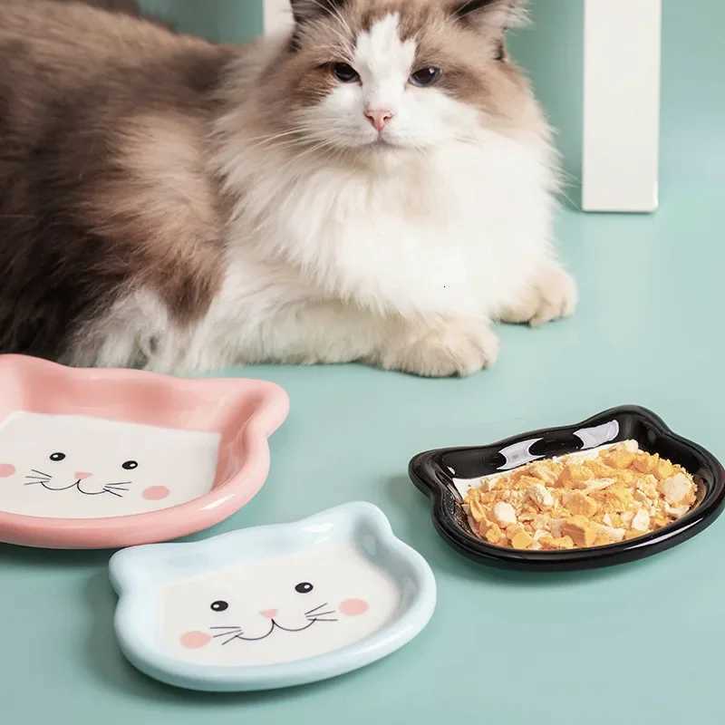 Cartoon Ceramic Cat Dog Bowl Dish Cute Shape No Spill Pet Food Water Feeder Cats Puppy Small Pet Bowl Feeding Supplies Y250806