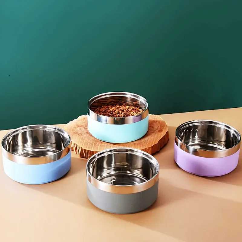 Dog Food Bowl Stainless Steel Dog Bowl Double-layer Water Bowls for Dogs Feeding Non-slip Cat Drinking Bowls Feeder Pet Supplies Y250806