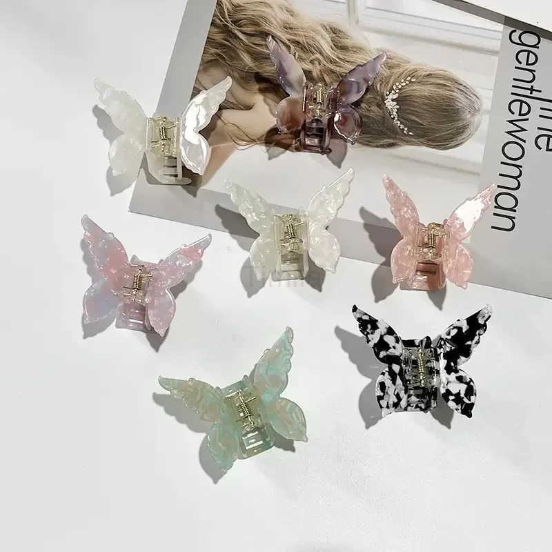 Super Fairy Three-Dimensional Butterfly Half-Tied Hair Back Of The Head Acetate Hair Clip Accessories For Women U250807