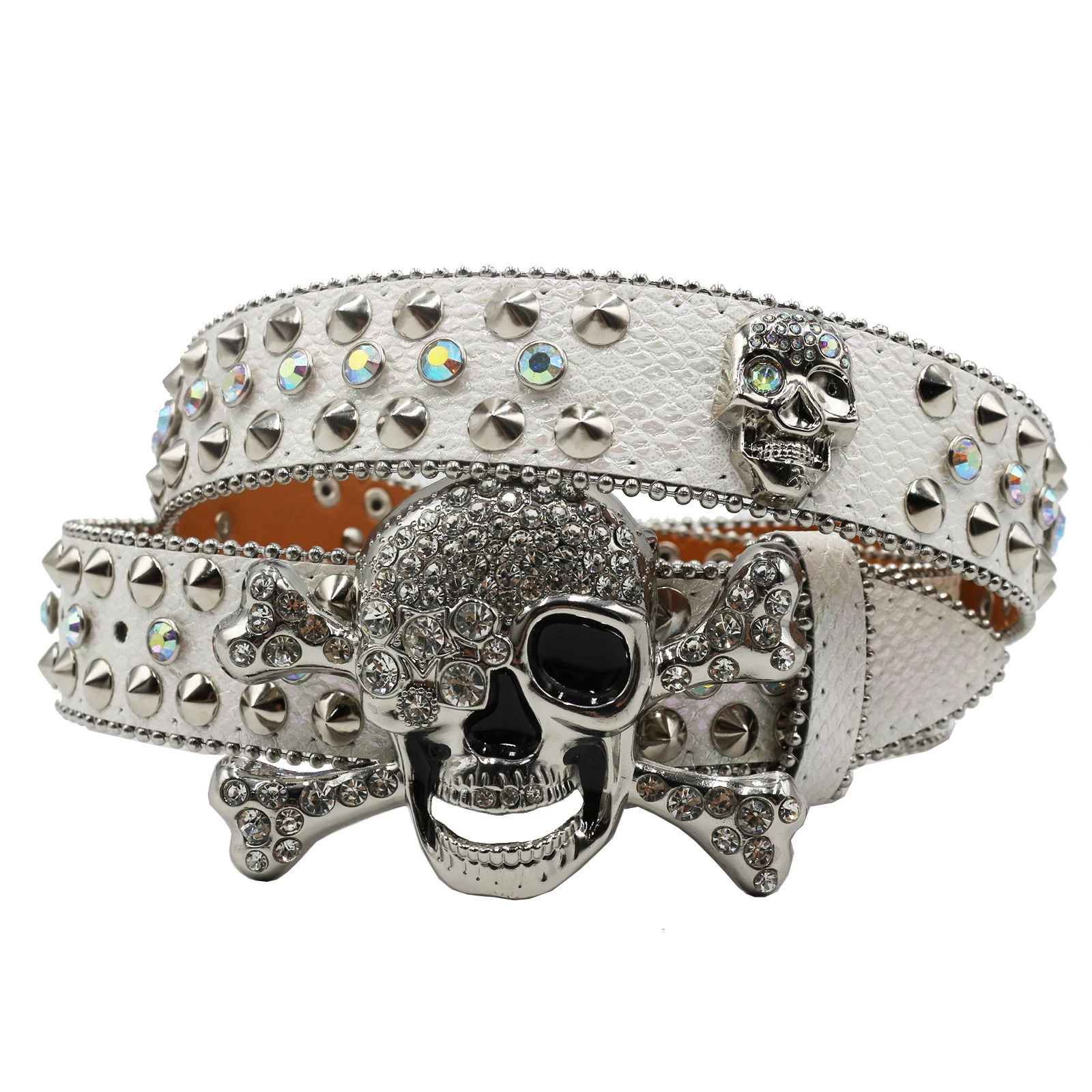 Western Rhinestone Belt Skull Belt Ceinture Femme Ceinture Homme Crystal Studded Pin Buckle Belt Cinto De Strass Jeans 250805