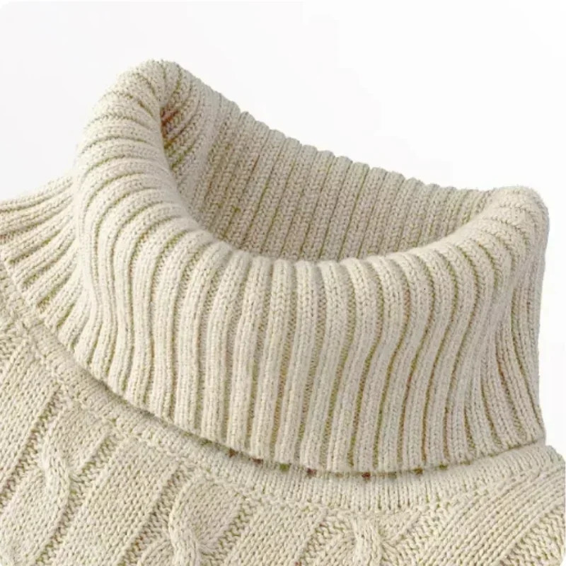 Mens High Neck Sweater Solid Color Pullover Knitted Warm Casual Turtleneck Men Clothes 250801