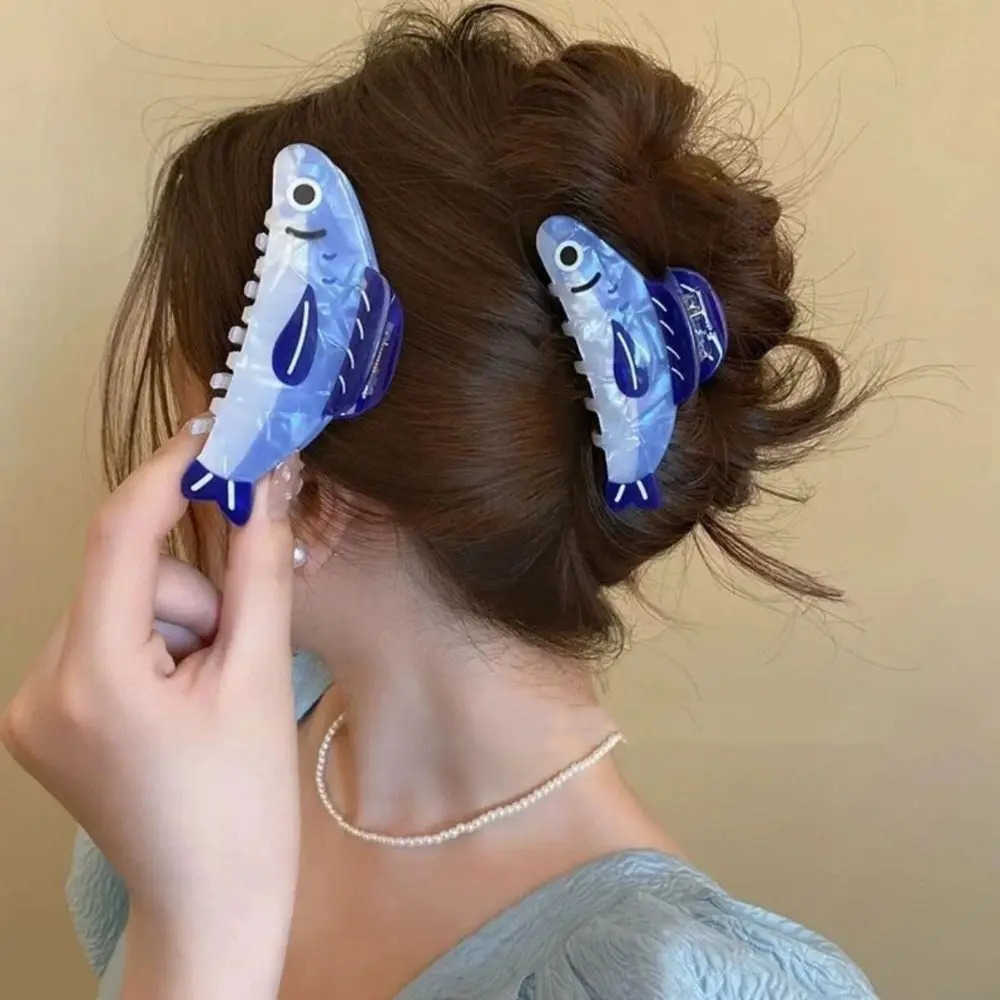 Hairpin Ocean Sardine Hair Clip Acrylic Clip Large Hair Claw Korean Style Headwear Geometry Plastic Grab Clip Streetwear U250807
