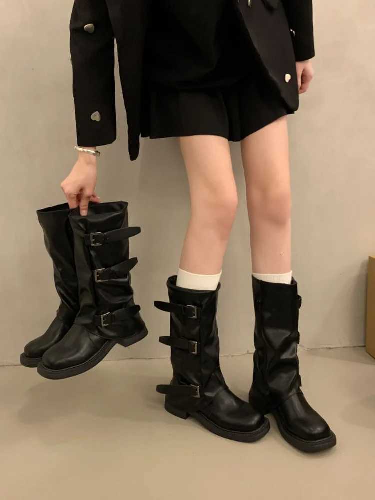 Boots Womens Early Autumn Wern Cowboy Booties High Waist Chunky Heel Faiable PU Leather Superfine Fiber XJ250807