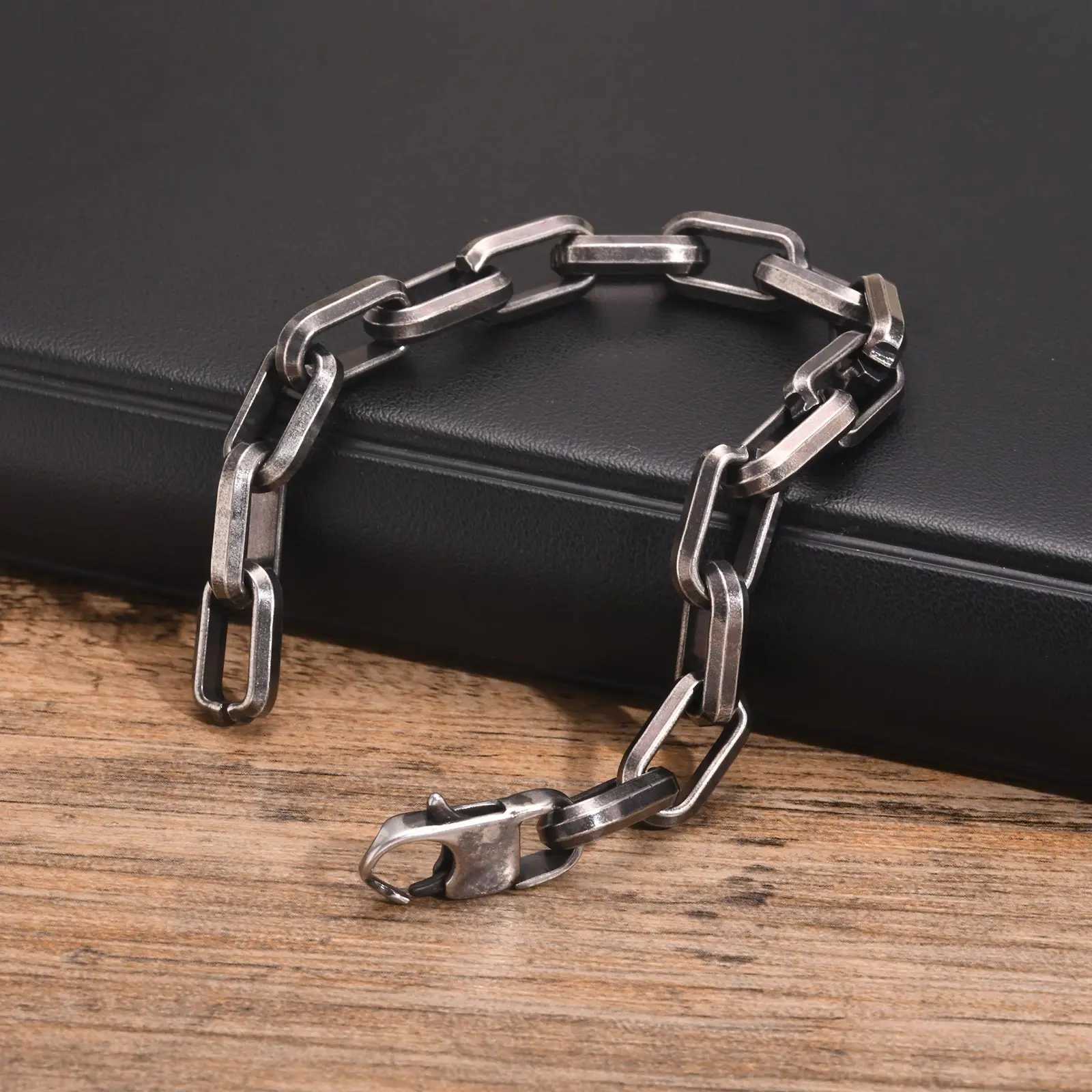 Vintage Chain Bracelets for Men Boys Byzantine Stainless Steel Braided Link Wristband Retro Jewelry Birthday Gifts for Father W250807