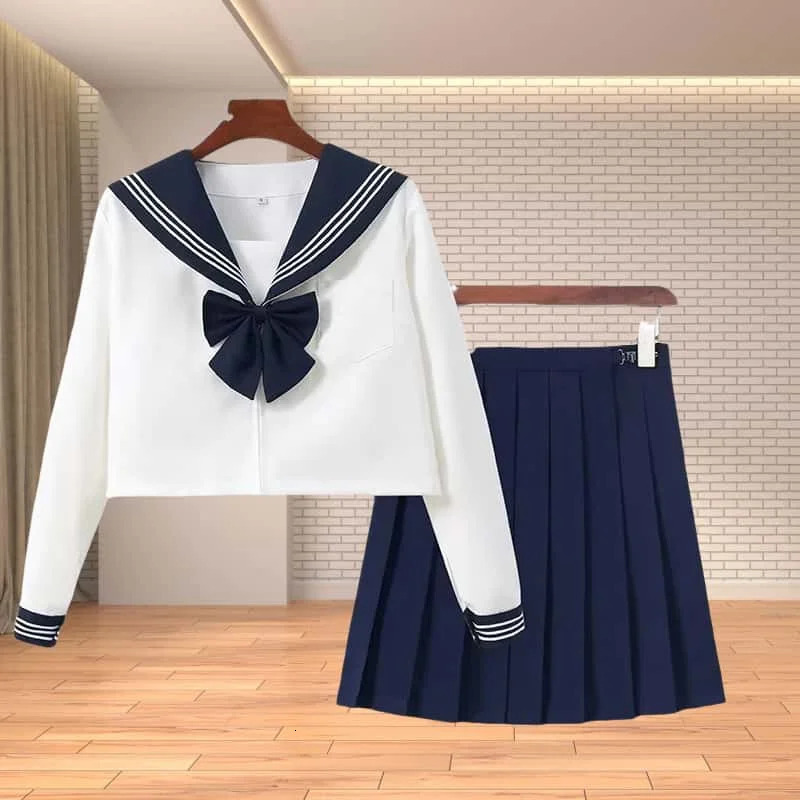 Girls School Uniform Jk Sailor Suit with Tie Three Basic Womens Skirt Outfit for Students 250729
