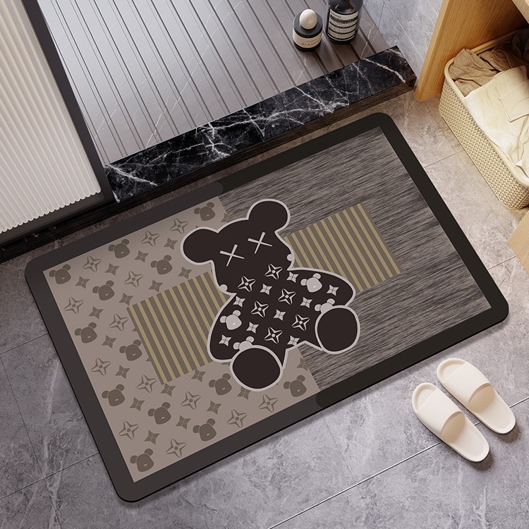 Luxury designer Bath Mats carpet bathroom kitchen floor mat print Retro yoyer floor mat bathroom water absorbing and non slip home decoration Bear