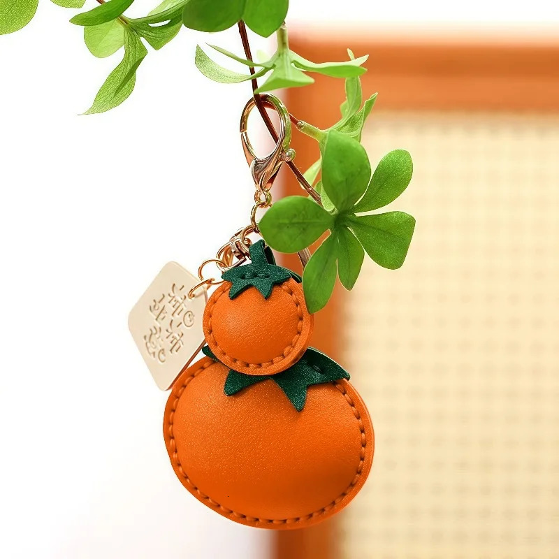 Microfiber handmade persimmon pendant keychain car bag charm microfiber leather good thing happened gift pendant 250807