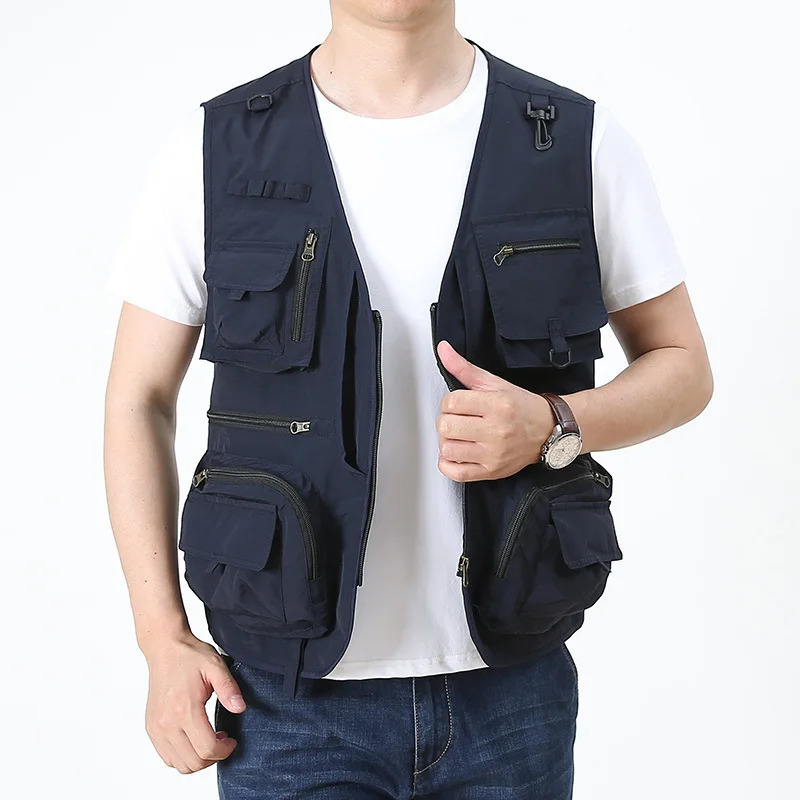 Summer Men Unloading Tactical Vest Coat Casual Mens Pographer Waistcoat Mesh Work Sleeveless Jacket Tools Pocket Vest 5XL 250804