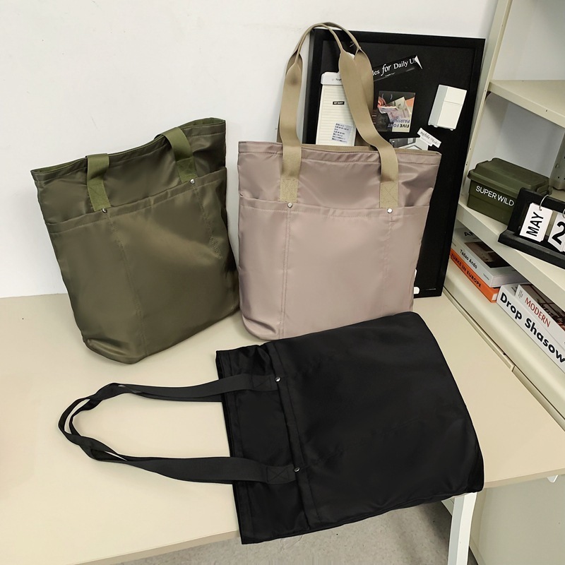 Solid Color Tote Commuting To Work Handbag Unisex Couple Shoulder Multifunctional Laptop Bag