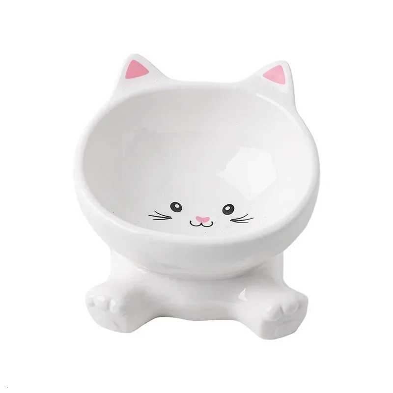 Cute Ceramic Dog Bowl Non Slip High Foot Elevated Pet Feeder Dish for Puppy Cat Food Water Cartoon Pattern Pet Supplies Y250806