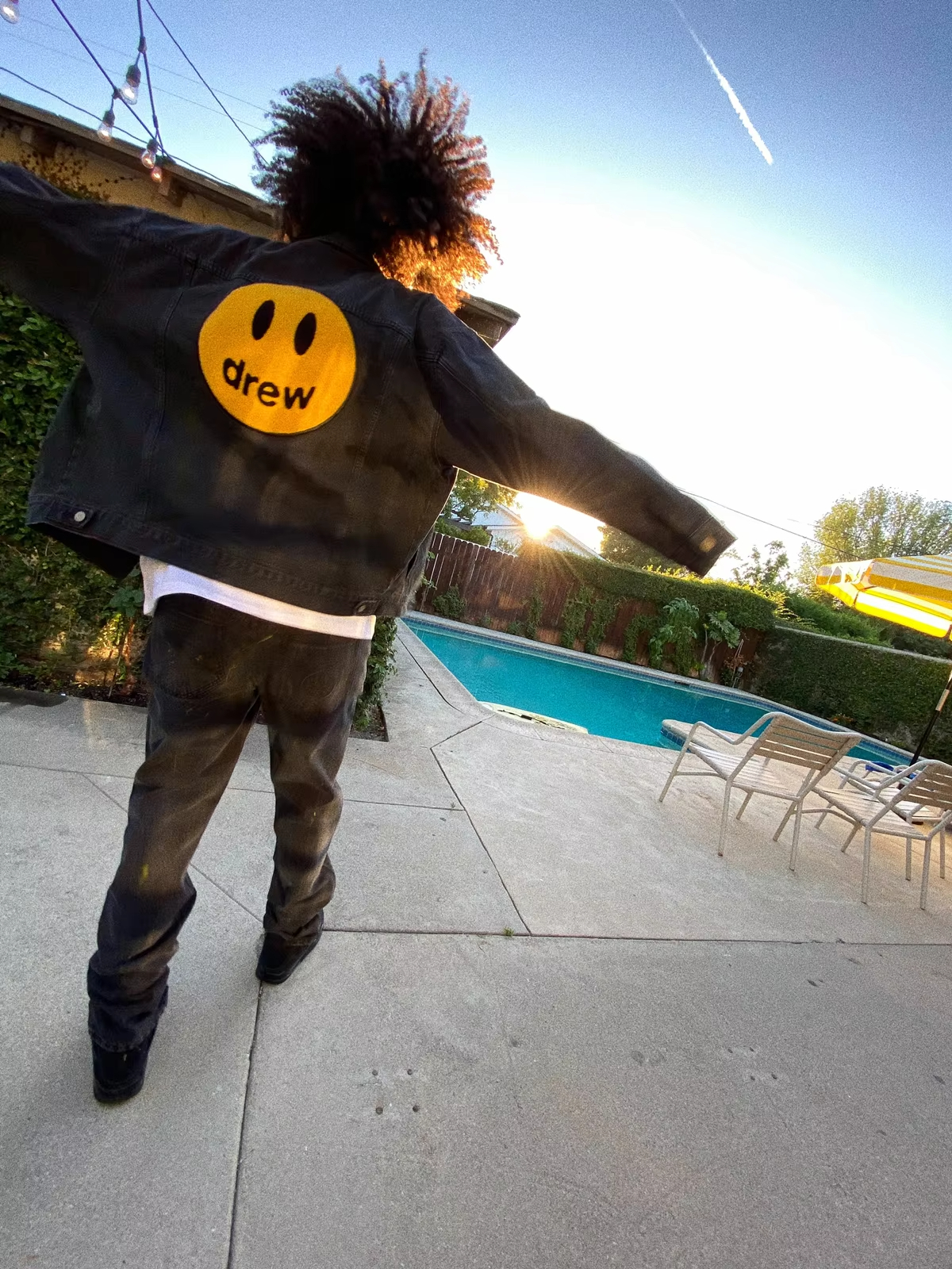 Drew House Knitting embroidery Men's Clothing autumn and winter designer niche American retro print loose denim jacket