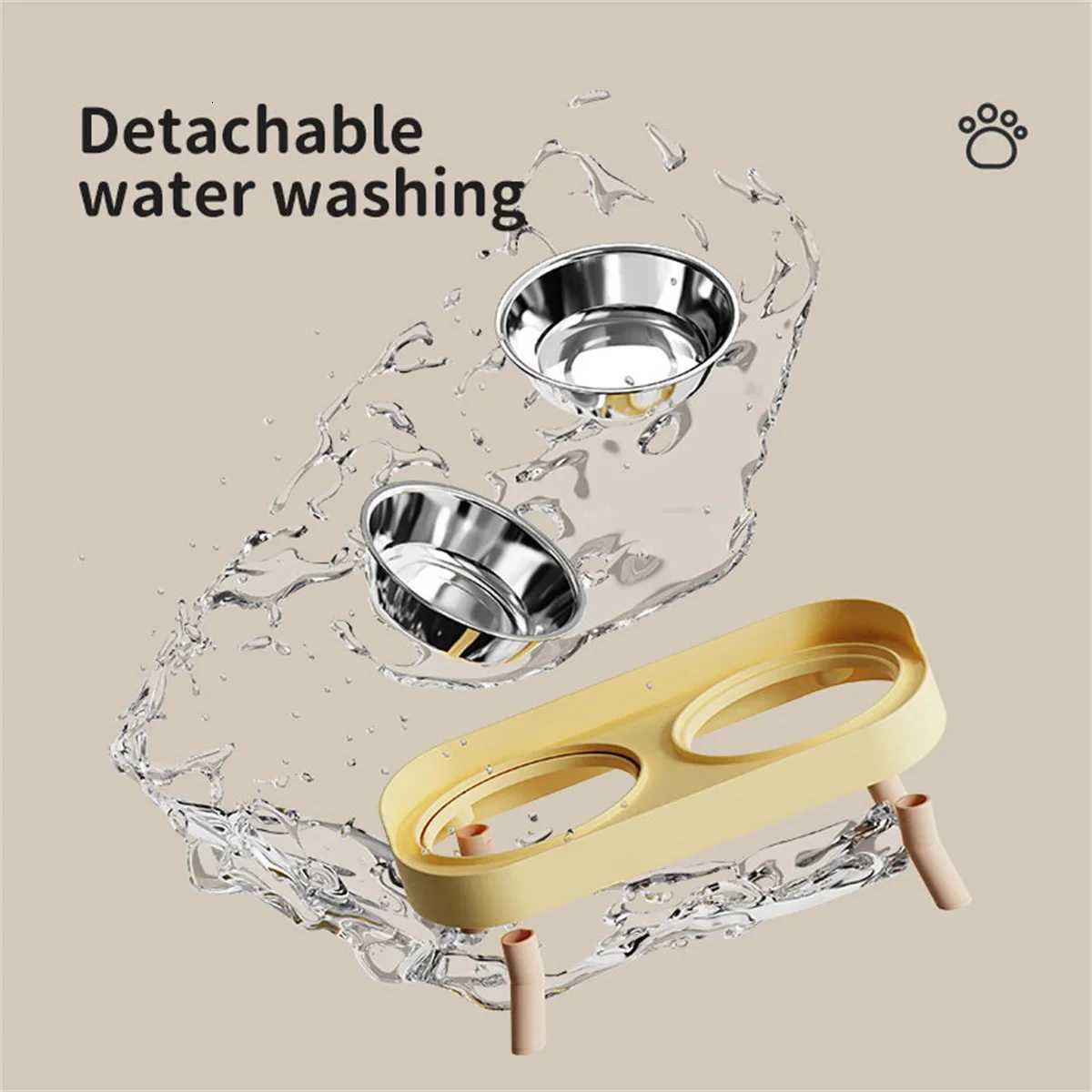 Cat Bowl Anti-knock Stainless Steel Double Bowl Dog Bowl Cat Bowl Food Bowl Anti-splash Food Bowl Cat Water Bowl Y250806