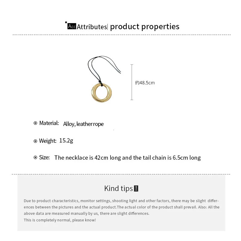 Punk Large U-Shape Geometric Pendant Necklace Women MenHorseshoe Adjustable Long Leather Rope Sweater Chain Necklaces Jewelry 250805