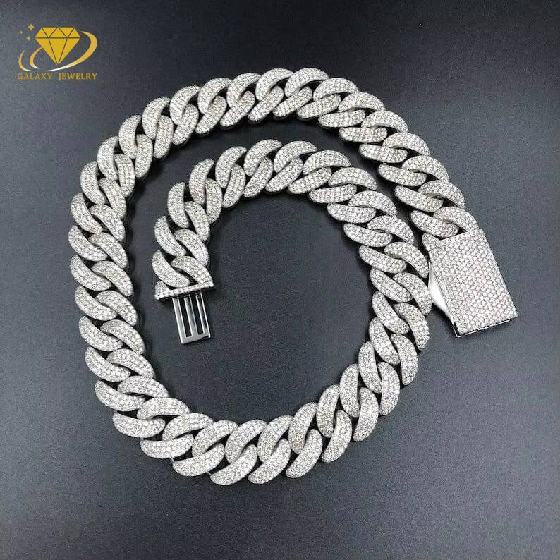 Best Price Custom 3rows Iced Out Miami Cuban Bracelet Vvs Vs Moissanite Diamond 100% Pass Diamond Tester Cuban Link Bracelet