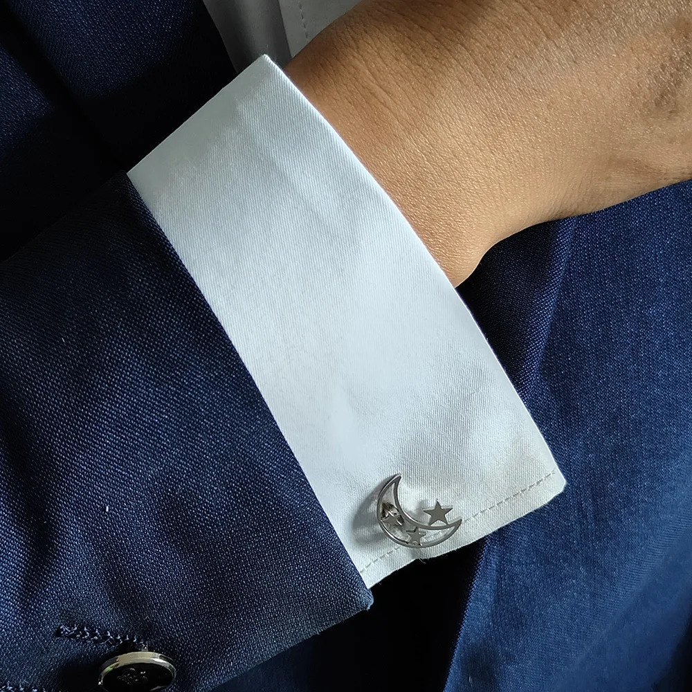 Mens Cufflinks Moon Star Cufflink Personalized Stainless Steel Jewelry French Shirt Cuff Links Groomsmen Wedding Gift Wholesale 250730