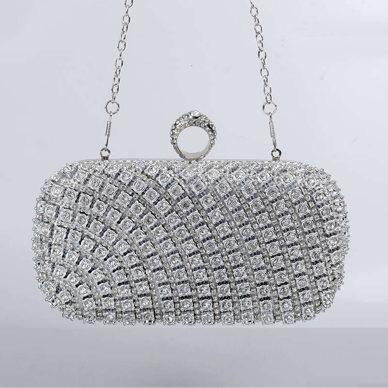 New Women's Large Rhinestone Buckle Clutch Shiny Suitable for Party Wedding Bride Evening Bag Detachable