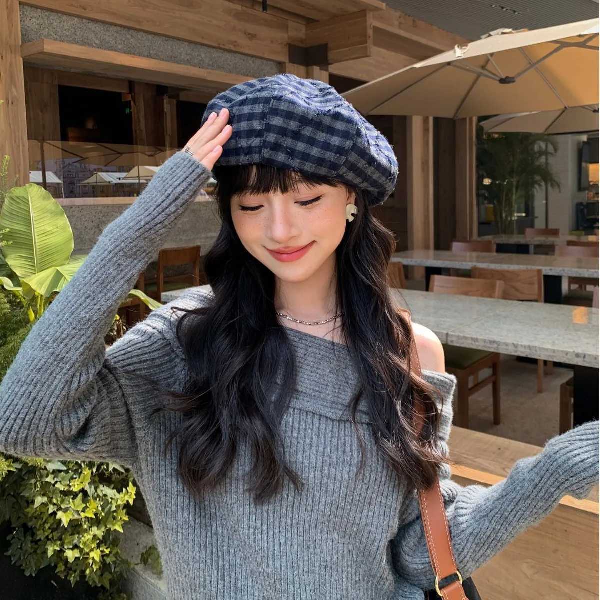 Womens Beret Hat Fashion La Outdoor Travel Plaid Painter Hat Unisex Adult Daily Vintage Autumn France Berets Hat XJ250807