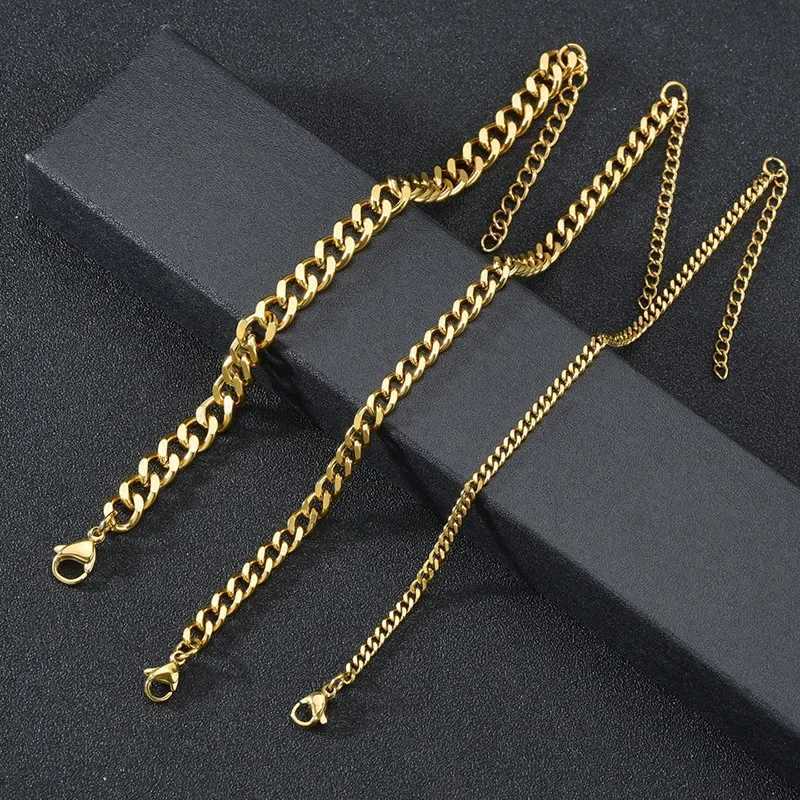 3.5-7MM Stainless Steel Chain Bracelets For Men Women Punk Curb Cuban Link Chain Bracelet Fashion Party Never Fade Jewelry W250807