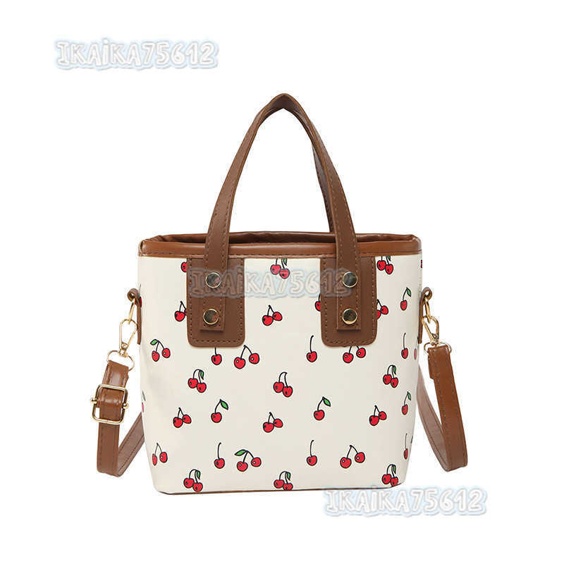 New Cherry Handheld Fashion Bag Large Capacity Cute Commuter Shoulder Tote Bucket Bag H250806